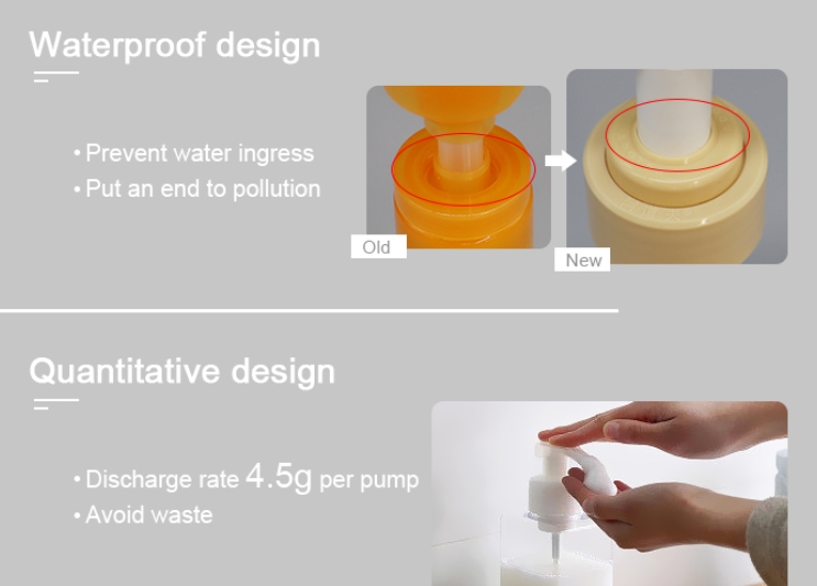Disinfectant Gel PumpConstructed from non-toxic materials that meet international safety standards, it also supports multi-color customization to suit various visual application needs. This disinfectant gel pump offers two precise dosing options: 4.5±0.5ml (Model 02) and 2.5±0.25ml (Model 202), accurately tailored for daily use with various disinfectant gels, ensuring both hygienic safety and operational convenience.